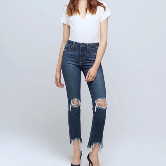 L’Agence High Line Skinny Jeans size 28 Mariner‎ Destroyed High Rise Denim - Picture 1 of 12